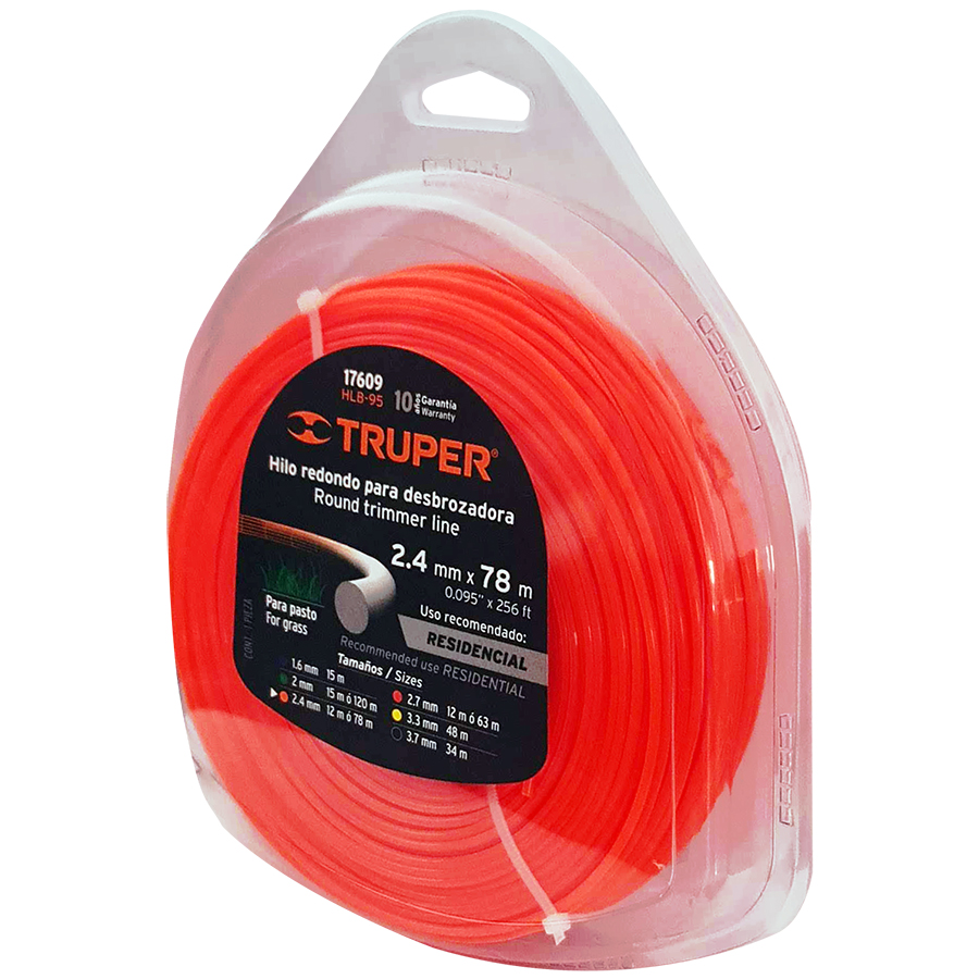 Hilos redondos para desmalezadora en blister 2.4 mm x 78 m Truper 17609