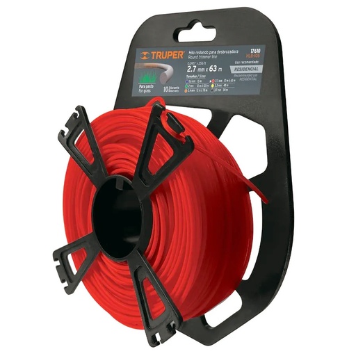 Hilos redondos para desmalezadora en blister 2.7 mm x 63 m Truper 17610