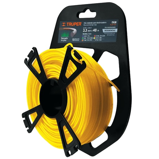 Hilos redondos para desmalezadora en blister 3.3 mm x 48 m Truper 17630